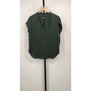 Quince Womens Washable Stretch Silk Dolman Sleeve Blouse Forest Green Sleeved S